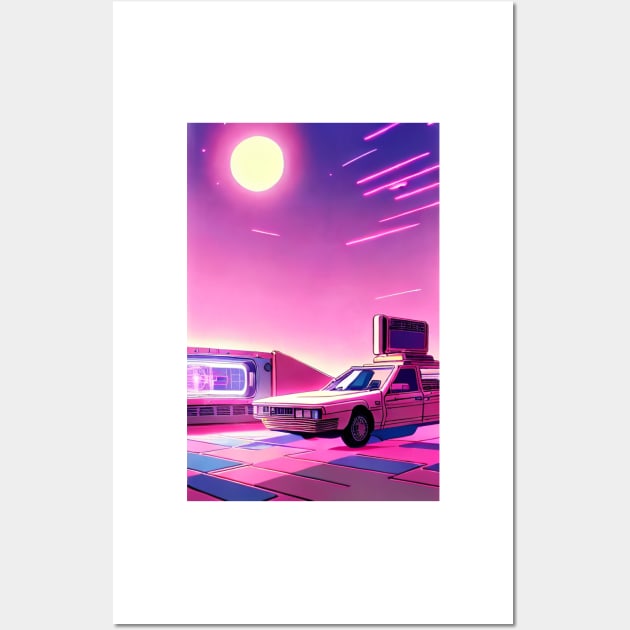 Car Anime Art Style - Retro Future Wall Art by Trendy-Now